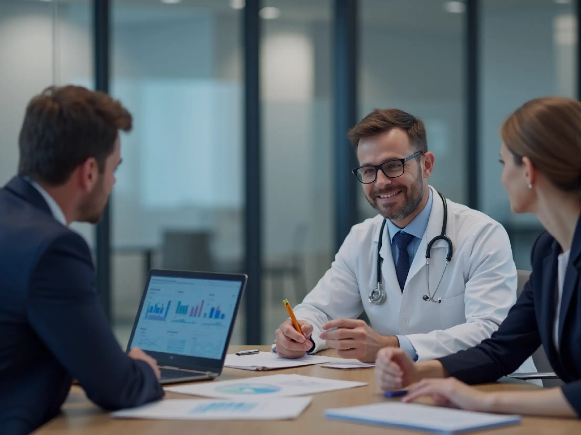 Medical professionals discussing virtual care solutions